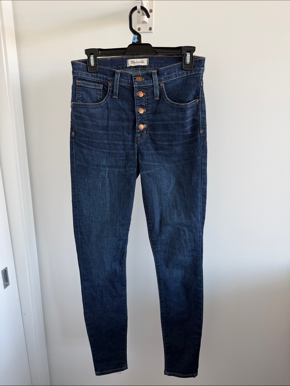 Madewell Dark Indigo High-Rise Button-Fly Skinny Jeans size 28 tall